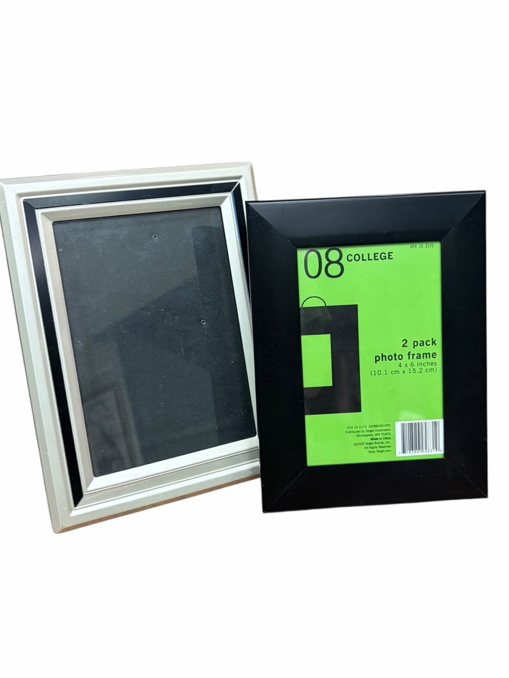 Set of 2 Modern 4x6 Picture Frames Black Silver Tabletop Wall Display